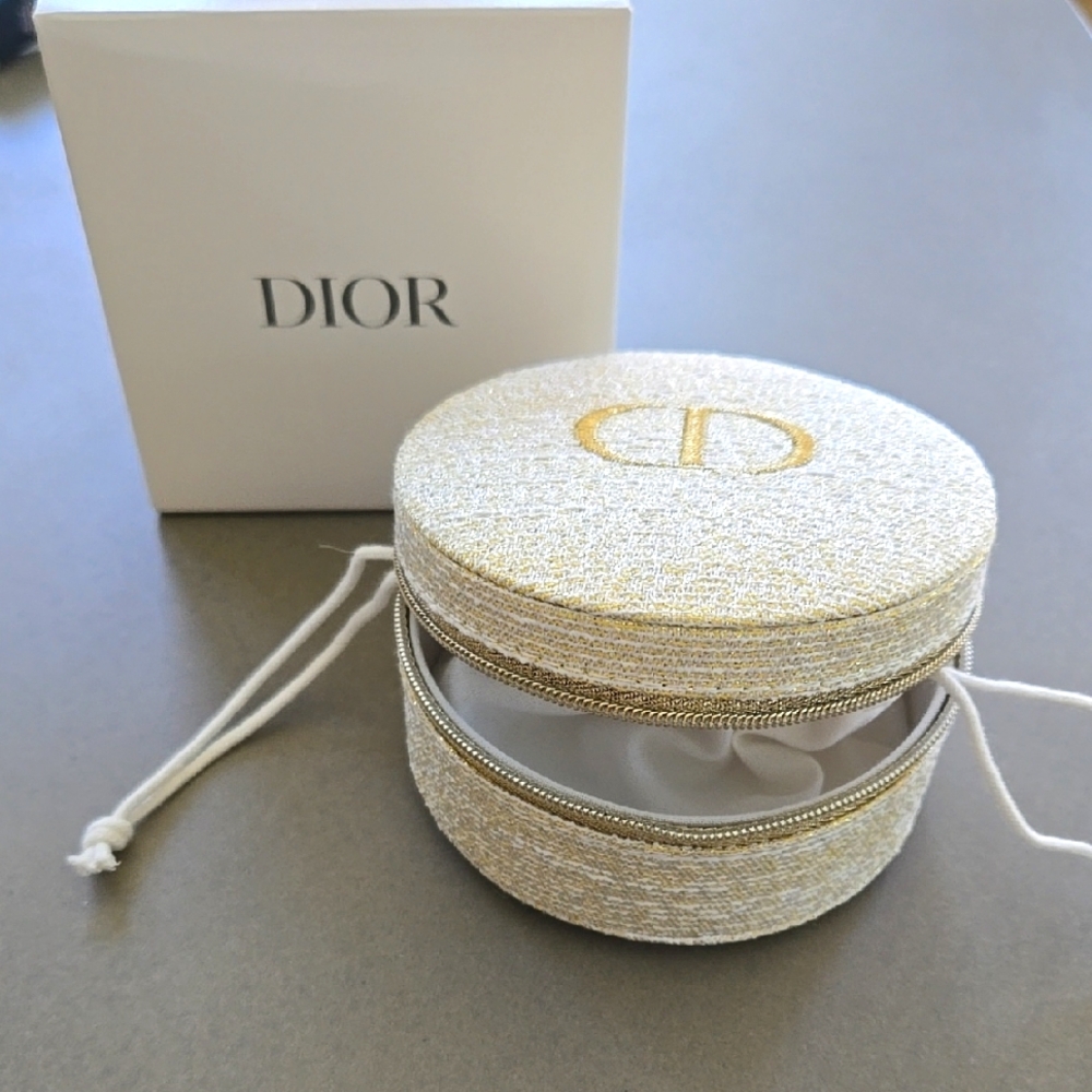 New in box never used DIOR jewelry box vanity case zipper CD gold thread pouch